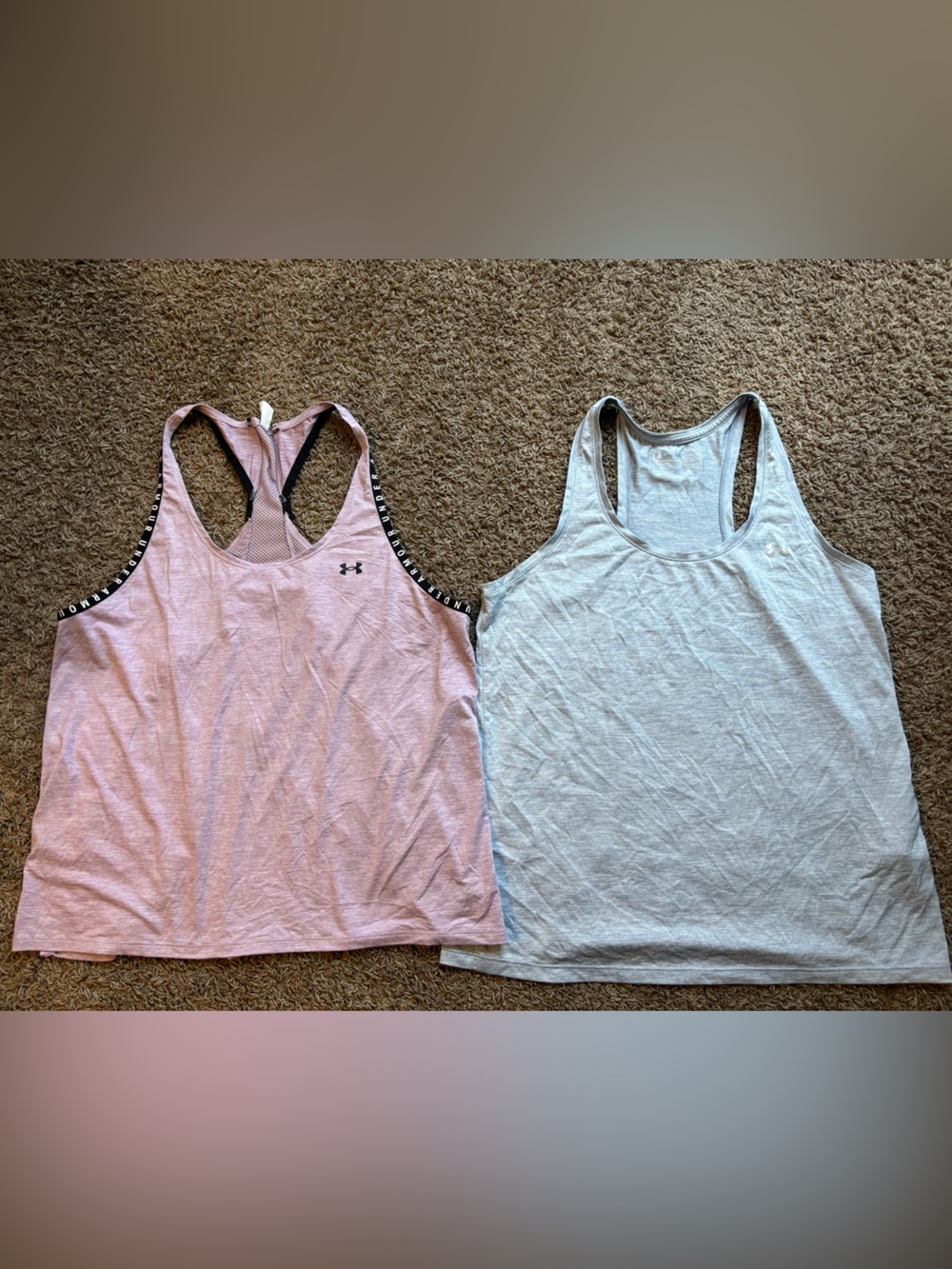 Under Armour Pink and Light Gray Athletic Tank Tops - 2 Pack